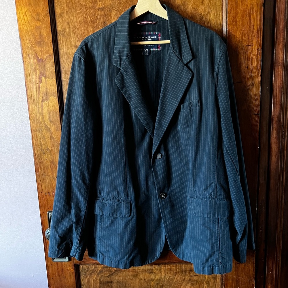 American Eagle Outfitters 2000s Men’s Academia Blazer Preppy Pinstripe Vintage